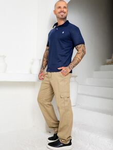 Calça Cargo Masculina Bolso Lado Cintura Com Cordão - Caqui - Visão 3
