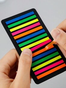 1 Pack Fluorescent Ultra-Thin Colorful Index Stickers, Japanese-Style Waterproof Reusable Student Classification Markers - Multicolor - View 3