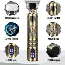 1 件毛发修剪器，男士胡须修剪器，电动剃须刀，无绳理发器，零间隙 T 型刀片衬垫，美容剪发套装，送给男士丈夫父亲的礼物 - 銅色 - 查看 4