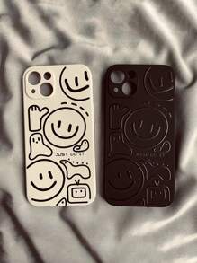 2pcs Face Design Edged Precision Hole Painting Drop Proof Phone Case Compatible With IPhone Se 2020/11 Pro Max/11 Pro/11/Xs/Xs Max/Xr/X/8/7/6s/6,Samsung Galaxy S20 S10 S9