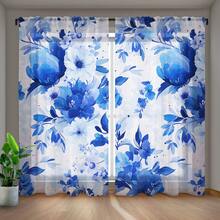 2 Panels , , Polyester Bán tuyệt đối Mềm mại Sa mỏng Rèm Đối với Cửa sổ Đồ trang trí Với Bốn Phong cách ( Màu xanh lá Thực vật , Hoang dã Hoa , Hoa hồng , Hoàng hôn Phong cảnh , Nông thôn Nông thôn Phong cảnh ) , Thẩm mỹ Sống Trang trí - YS-63 - Xem 4