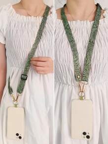 彩绘斜挎手机挂绳可调节颈挂绳带垫圈夹防丢失通用手机壳挂绳送给母亲、家人、朋友、生日、节日的礼物手机挂饰、手机链 - 藍色 - 查看 10