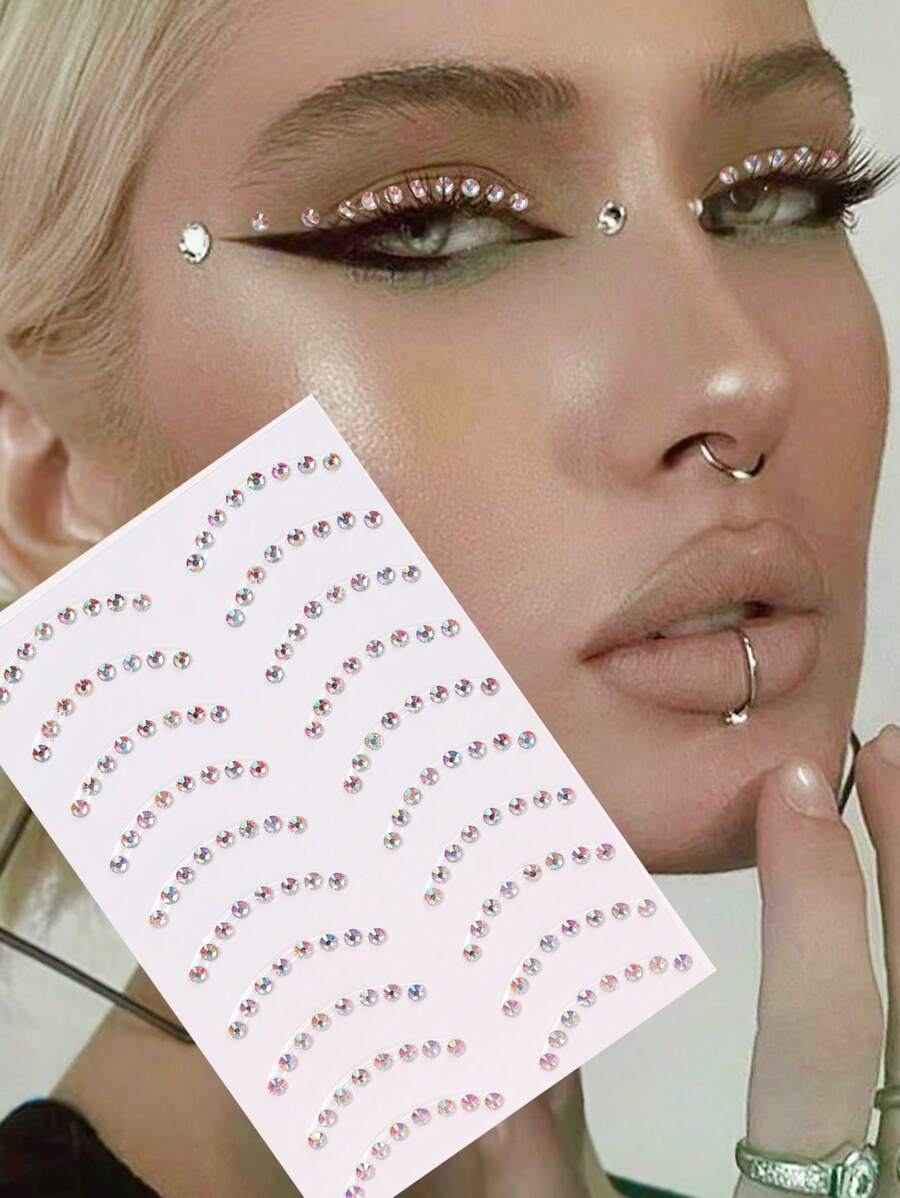 STARTTOOS 1 Miếng 3D Thực tế Hình thoi Lông mày Mặt trăng Hình dán Đối với DIY Trang điểm , Liên hoan âm nhạc , Y2K Buổi tiệc , - Nhiều màu - Xem 1