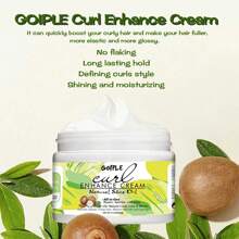 Crema potenciadora de rizo GOIPLE de tamaño familiar con aceite de manteca de karité, define los rizos, potencia los rizos, esencia moldeadora de volumen capilar, hidrata y suaviza el cabello para lograr rizos suaves, hidrata y brillo, producto de peinado anti-encrespamiento para cabello ondulado y rizado, acondicionador de dejado en el cabello con elastina