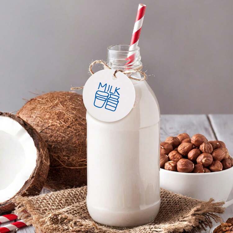 100 件白色圆形礼品标签，牛皮纸礼品标签带绳空白吊牌，适用于礼品包装工艺项目婚礼回礼 - 白色 - 查看 9