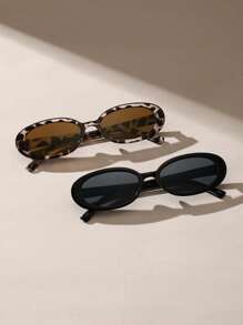 波西米亚风两件套女士椭圆形塑料经典镜框时尚街头风白色眼镜，适合户外、日常、旅行、沙滩等场合，夏季海滩度假、户外、旅行必备。 - 彩色 - 查看 3