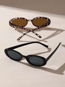 波西米亚风两件套女士椭圆形塑料经典镜框时尚街头风白色眼镜，适合户外、日常、旅行、沙滩等场合，夏季海滩度假、户外、旅行必备。 - 彩色 - 查看 6