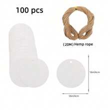 100PCS White Round Gift Tags, Kraft Paper Gift Tags With String Blank Hang Tags For Gifts Wrapping Craft Project Wedding Favors - White - View 3