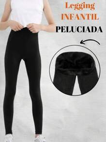 CALÇA LEGGING PELUCIADA INFANTIL , LEGGING FLANELADA JUVENIL FEMININA IDEAL PARA DIA A DIA E ATIVIDADE FISÍCA - Preto - Visão 1