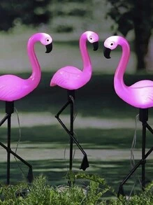 3pcs  Solar Light Flamingo IP55 Waterproof LED Rose Flamingo Stake Light Landscape Ground Lamp, For Outdoor Wedding Pathway Garden Decor Halloween Christmas Thanksgiving Gift