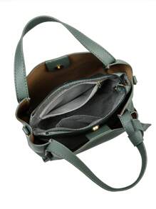 1入組實色手提桶袋斜挎包,適用於女士日常使用 - 藍色 - 查看 5