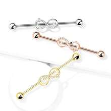 1件装无限符号耳环，镶嵌合成锆石，316不锈钢时尚小众工业风长款耳桥耳环，人体穿刺饰品，适合约会、派对、日常佩戴 - 無窮符號 - 查看 2
