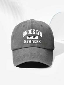 1 gorra unisex de béisbol vintage con estampado de letras de Brooklyn, ajustable, adecuada para usar a diario y al aire libre en la calle - A - Ver 15