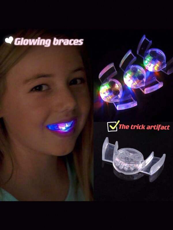1 pieza de mordaza con dentadura luminosa, dientes con luz intermitente para bar, fiesta de disfraces, ambiente, luz nocturna transparente para decoración de dientes, regalo pequeño y creativo para festival, dientes divertidos