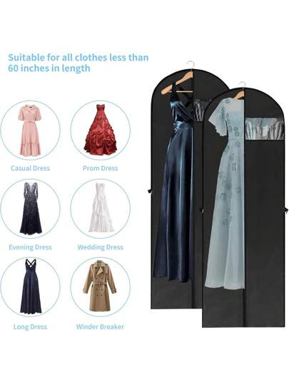 1 Piece Wedding Dust Cover With Handle, Clothing Dust And Moisture Proof Bag, Bedroom Wardrobe Hanging Suit And Dress Dust Bag, Used To Store Various Long Clothes, Thickened PEVA Material For School,Office,Household,Travel,Bag,Organizer,Storage, Back To School Supplies