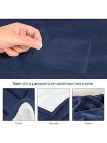 Manta Bluelander Matrimonial: Suavidad con Afelpado Tipo Borrego, Perfecta para Climas Fríos - Azul Marino - Ver 4