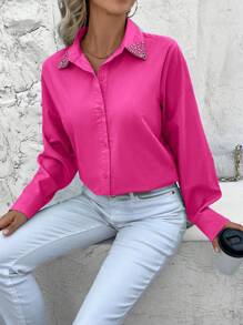 Women Blouses - 玫紅色 - 查看 5