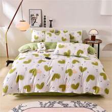 4入組超柔軟純色床上用品（1件被套、1件平紋床單、2枕頭套），適用於所有季節 - 彩色 - 查看 3