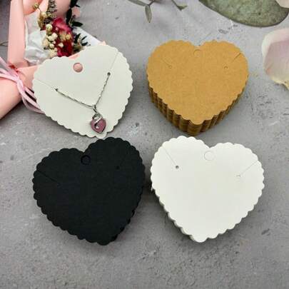 50 Piezas/paquete Cartón Con Forma De Corazón Para Empaquetar Y Mostrar Collares De Moda/pendientes