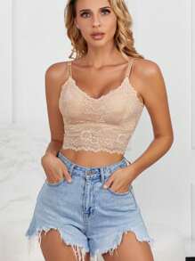 4 Stücke Damen Sexy Blumen Spitze Bhs Top Bequemer Bralette Unterwäsche Weiblich Ausgehöhlte Drahtlose Wäsche Nahtloser Bh - Verschiedenfarbig - Übersicht 9