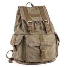 Gootium Canvas Backpack Rucksack Vintage Style Casual Daypack, Unisex - 軍綠色 - 查看 2