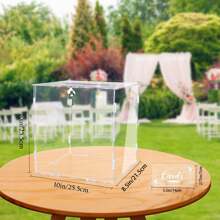 1pc Acrylic Clear Lockable Gift Card Box With Slot, Envelope Card Holder Container For Wedding, Birthday Party, Baby Shower Decorations, Size: 10*10*8.5in - DIY - View 2