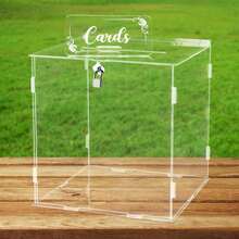 1pc Acrylic Clear Lockable Gift Card Box With Slot, Envelope Card Holder Container For Wedding, Birthday Party, Baby Shower Decorations, Size: 10*10*8.5in - DIY - View 7