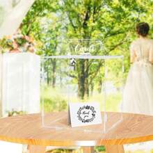 1pc Acrylic Clear Lockable Gift Card Box With Slot, Envelope Card Holder Container For Wedding, Birthday Party, Baby Shower Decorations, Size: 10*10*8.5in - DIY - View 1