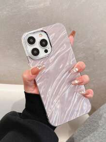 Funda de teléfono compatible con iPhone con patrón ondulado electro-enchapado tipo piel de manzana
