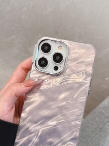 Funda de teléfono compatible con iPhone con patrón ondulado electro-enchapado tipo piel de manzana