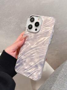 Funda de teléfono compatible con iPhone con patrón ondulado electro-enchapado tipo piel de manzana