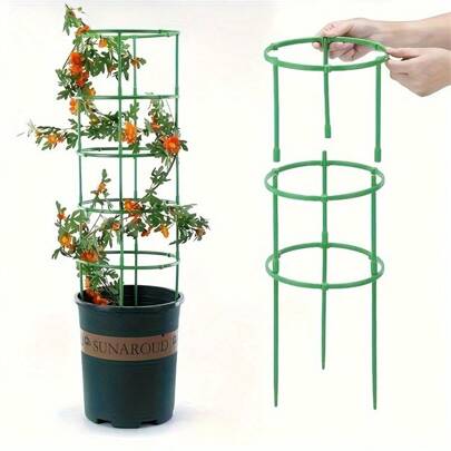 Conjunto De 12 Piezas De Soportes Para Plantas, Estacas Para Plantas Con Soporte En Forma De Medio Anillo De Plástico, Soporte De Jaula Para Plantas Con Maceta Y Enrejado Para Plantas Pequeñas O Vegetales, Plantas En Interiores