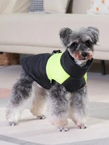 1pc Green Waterproof Pet Jacket, Dog Clothes, Ski Jacket - Green - View 2