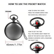 "TO MY BROTHER" Vintage Round Quartz Pocket Watch - Engraved Alloy Case, Perfect Gift For Brother With Stylish Chain" - Black - View 3