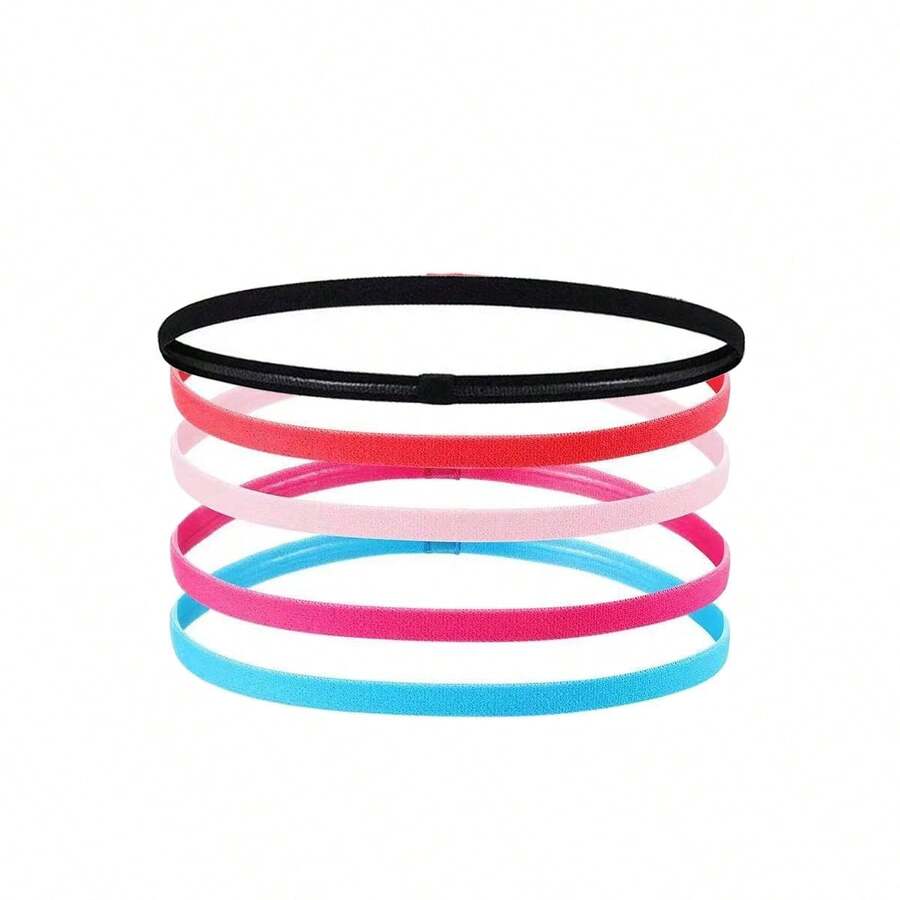 5入組時尚彈性瑜伽運動頭帶,適用跑步、健身,男女皆宜 - 彩色 - 查看 1