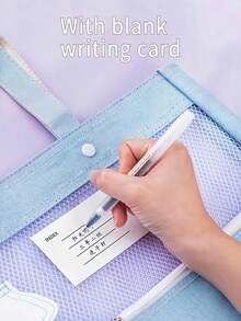 加厚透明多功能學生手提袋,大容量可愛桌面文具收納袋,可用於主題分類 - 黃色 - 查看 6