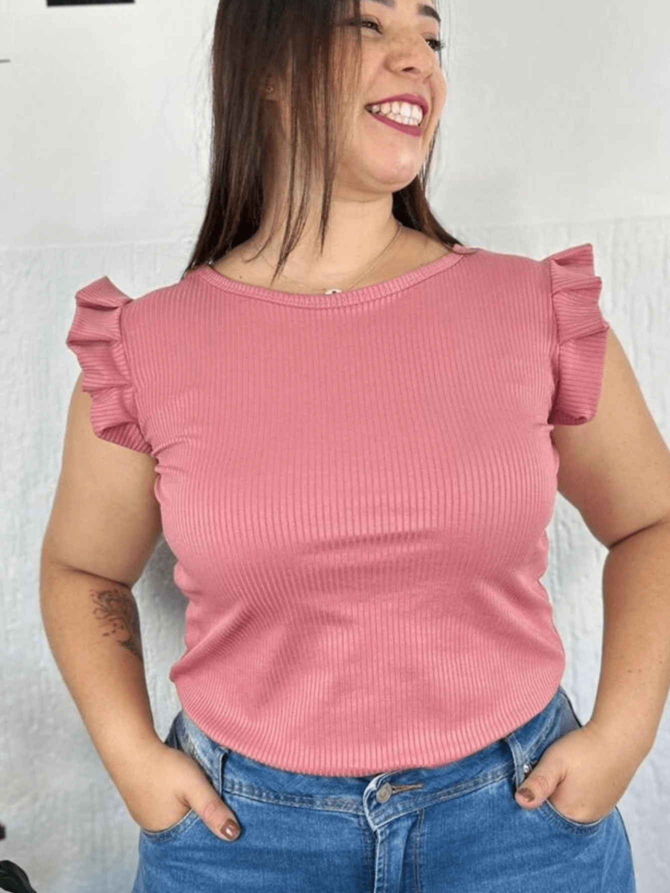 Plus Size Tank Tops & Camis - 乾枯玫瑰色 - 查看 1