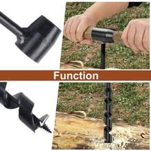 野外求生手動碳鋼鑽孔機,手動螺旋鑽,便攜手動鑽頭,自攻螺紋,點焊木板 - 棕色 - 查看 7