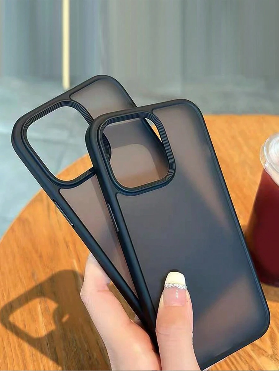 1PC Liquid Silicone Washable Shockproof Iphone Case With Metal Buttons - Black - View 1