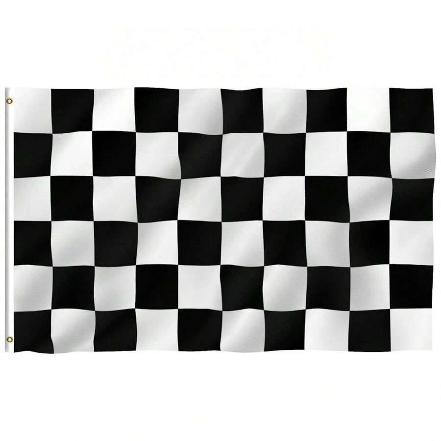 3x5Ft Checkered Black And White Racing Flag, Fade Proof Flags With Grommets, Handheld Mini Small Waving Flags, Room Decor, Garden Flag Decor, Vivid Color, And UV Fade Resistant, Outdoor Holiday Decoration - Black and White - View 1