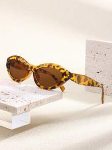 1 chiếc kính mát thời trang gọng hình bầu dục mắt mèo cổ điển dành cho nữ, phong cách Châu Âu/Mỹ - Xám - Xem 6