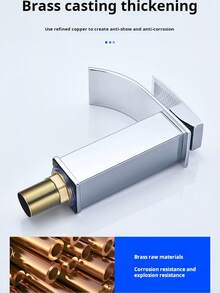 1 st. Silver Vattenfall Stil Hett & Kall Kran För Badrum Vask , Enkelt hål Mässing Kran - Silver - Visa 6