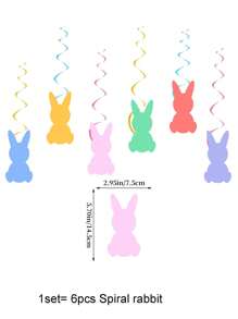 1 套彩色復活節裝飾、復活節彩蛋、可愛的兔子和帶刻字的螺旋,非常適合復活節生日派對用品 - 彩色 - 查看 5