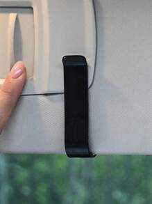 1pc Black Diamond Design Car Sun Visor Glasses Holder
