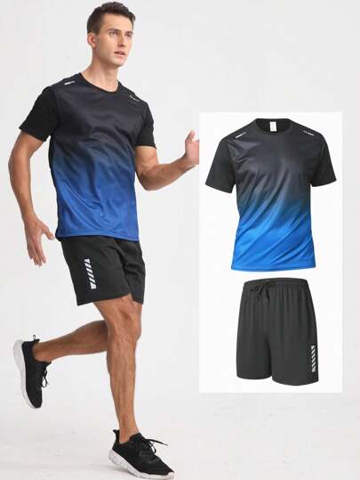 Boyfriend Style Men Quick-Drying Short-Sleeved Top And Shorts Sports Suit, Summer Fitness And Football Training Clothing Equip Boyfriend Style Ment Boyfriend Style Men Shorts Set Workout Sets