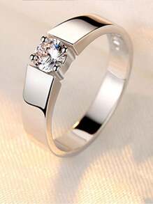 1 Miếng Mô phỏng Nhẫn kim cương giả Bộ Đối với Cặp đôi , Có thể điều chỉnh , Bắn Prop - Bạc - Xem 3