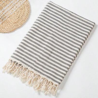 Turkish Non-Stick Sand Beach Towel, Pool Swim Towel For Adults, Lightweight Quick Dry Beach Blanket With Tassels, Turkish Beach Towel, Shawl, Striped Beach Blanket, Vacation Travel Essential, Cruise Swimming Necessity