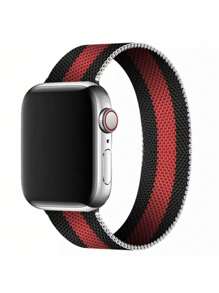 Pulseira Milanese Aço Metal Magnetico Fecho 38mm 40mm 42mm 44mm 45mm  X8 Iwo 12 13 16 Top - preto com vermelho - Visão 1