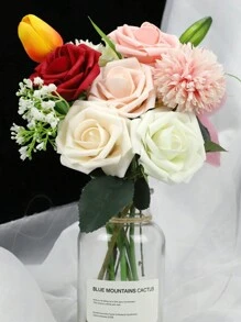 Artificial Flower Roses, 7/12/17/22/27pcs Real Touch Fake Foam Roses For Valentine's Day DIY Bouquets Wedding Party Baby Shower Home Decorations, Valentine Day, Gift Gifts Birthday Graduation