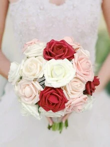 Artificial Flower Roses, 7/12/17/22/27pcs Real Touch Fake Foam Roses For Valentine's Day DIY Bouquets Wedding Party Baby Shower Home Decorations, Valentine Day, Gift Gifts Birthday Graduation